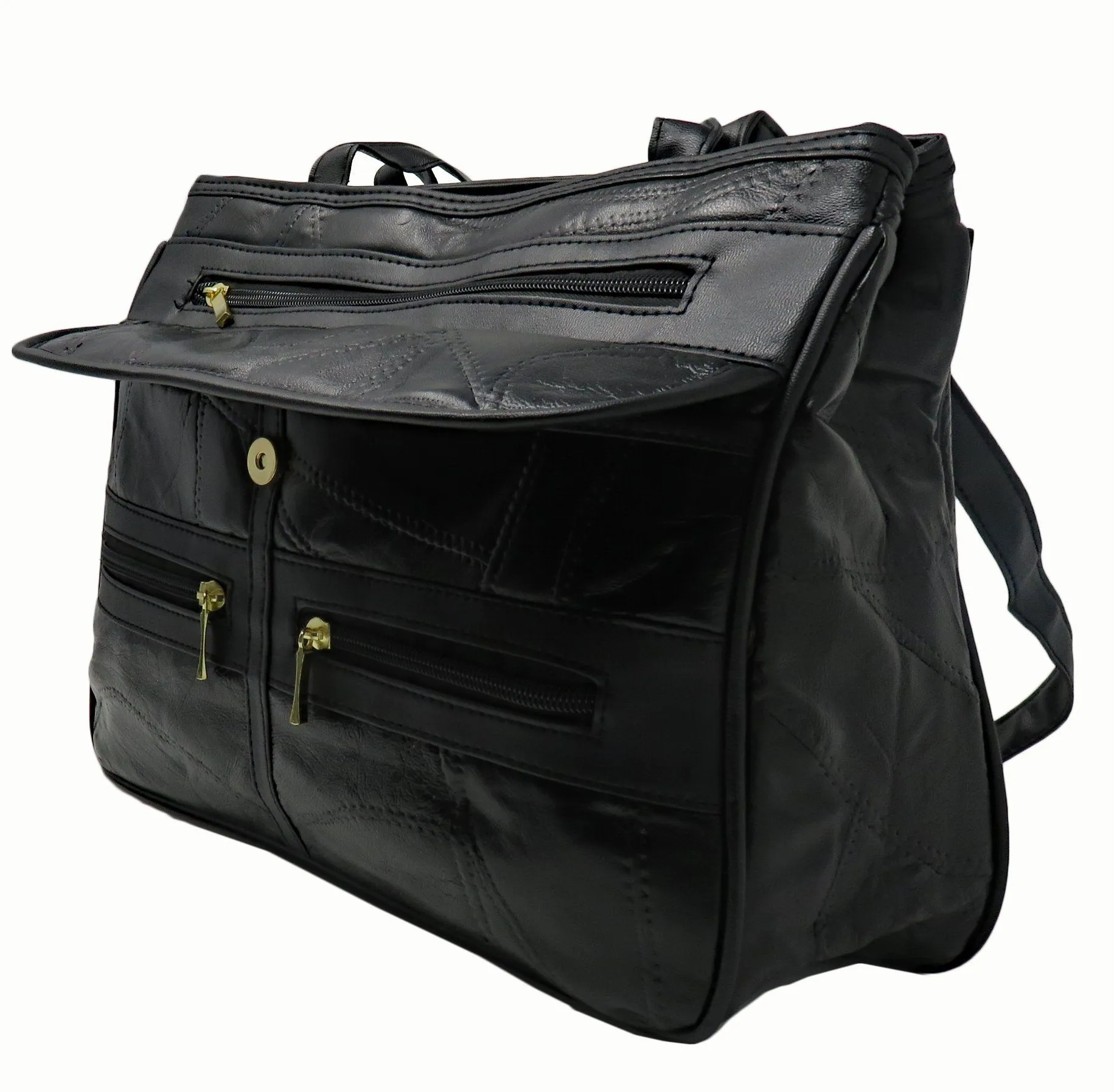 AFONiE's Pick Leather Patches Shoulder Purse