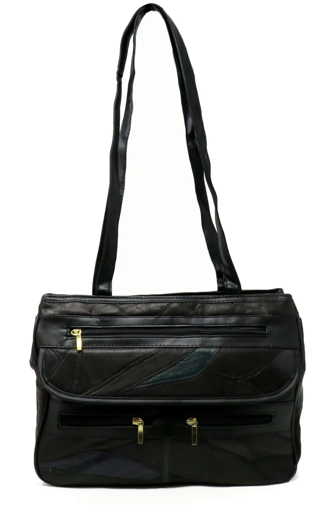 AFONiE's Pick Leather Patches Shoulder Purse