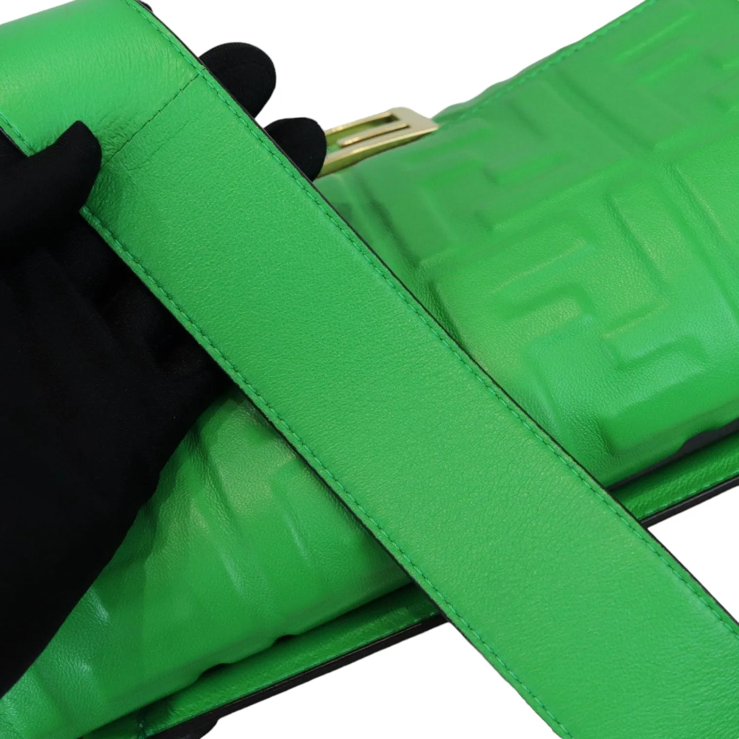 Baguette Mini 1974 Nappa FF Embossed Green GHW