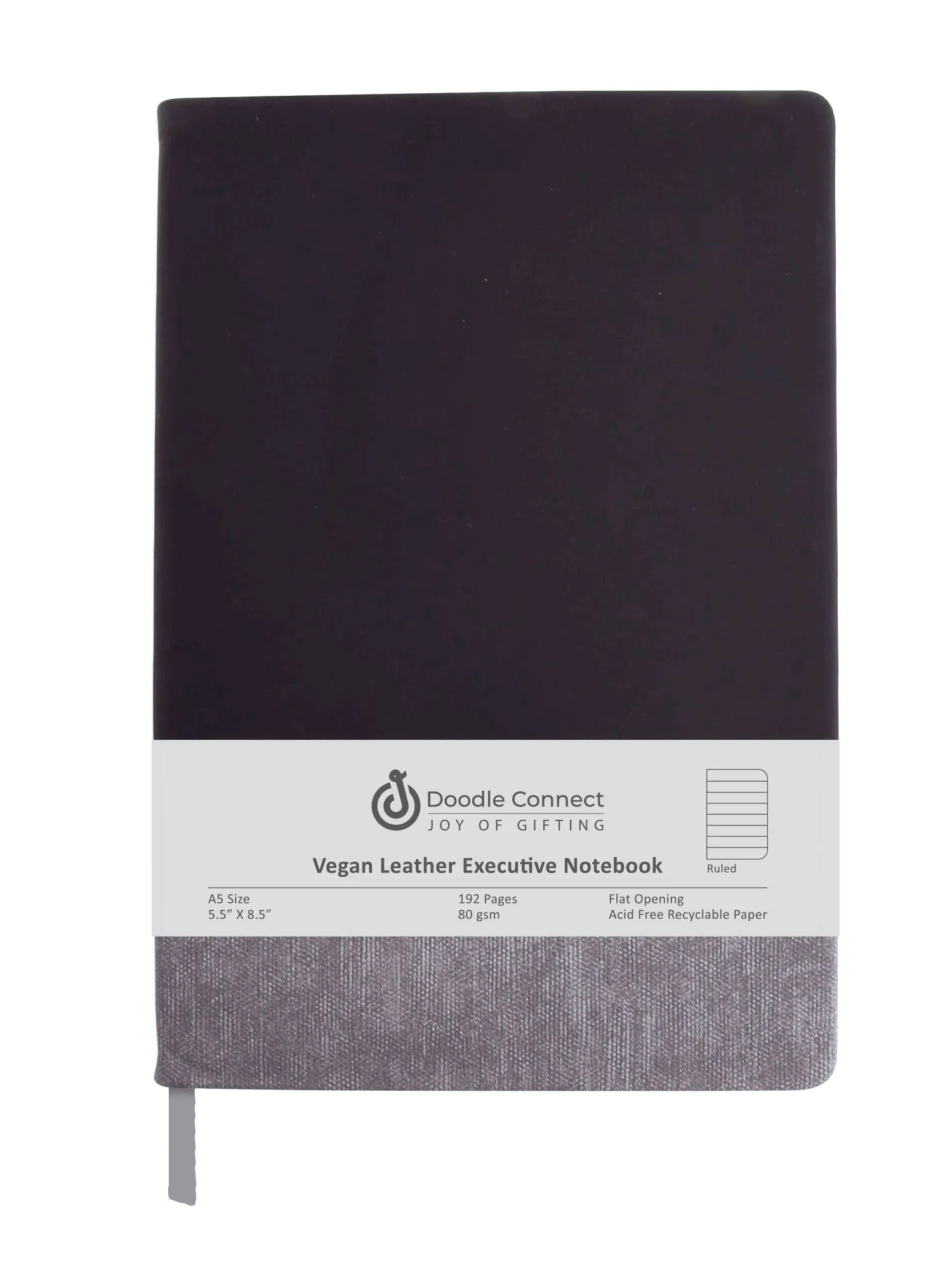 Bewick - A5 Notebook: Hardbound with Faux Leather - Grey
