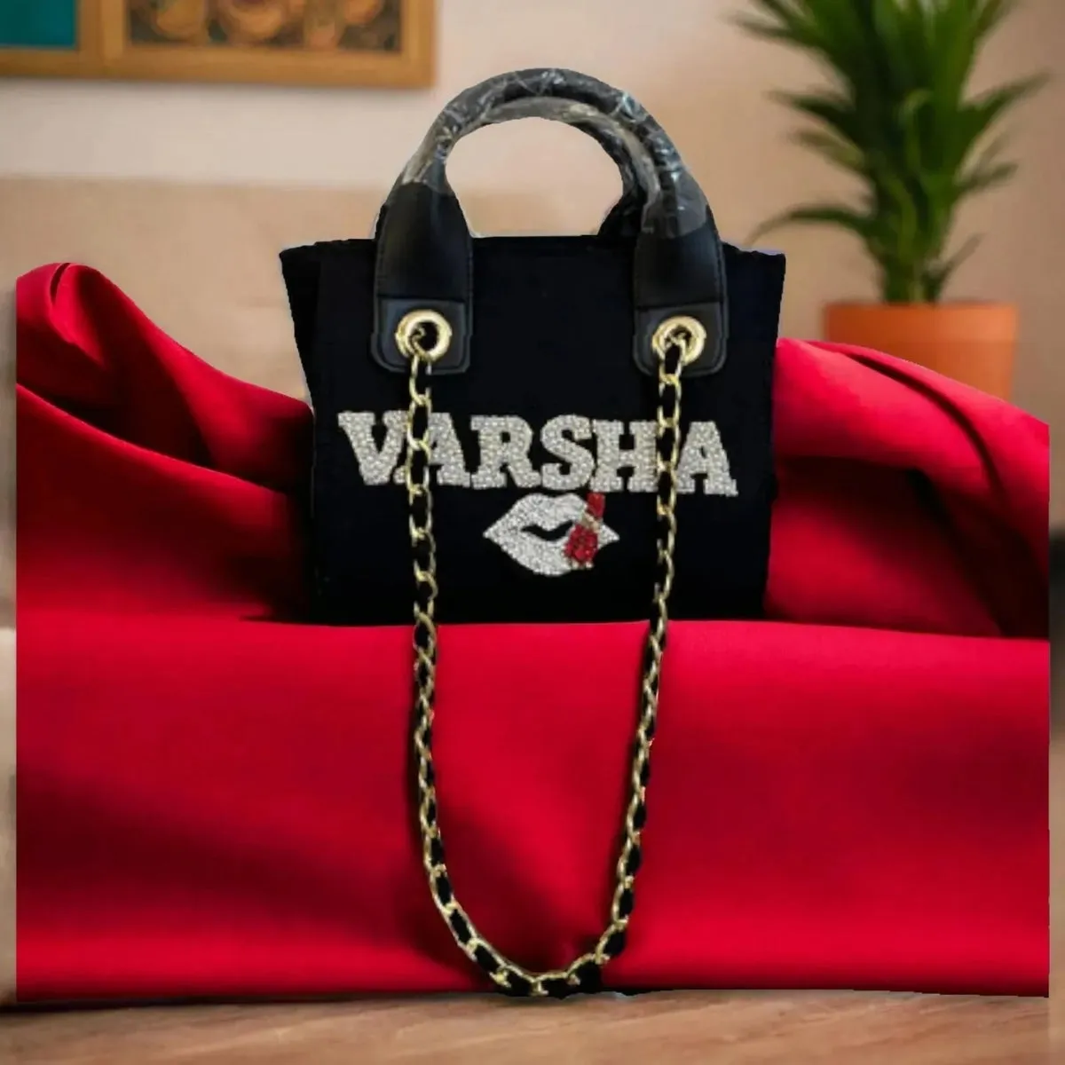 Black Canvas Premium Mini Tote Customized Bag For Women