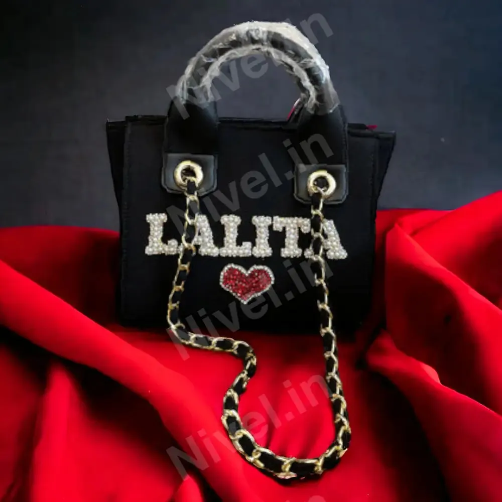 Black Canvas Premium Mini Tote Customized Bag For Women