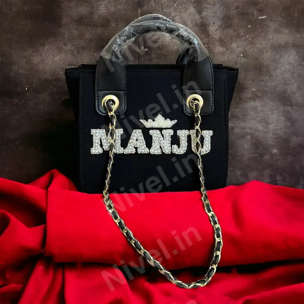 Black Canvas Premium Mini Tote Customized Bag For Women