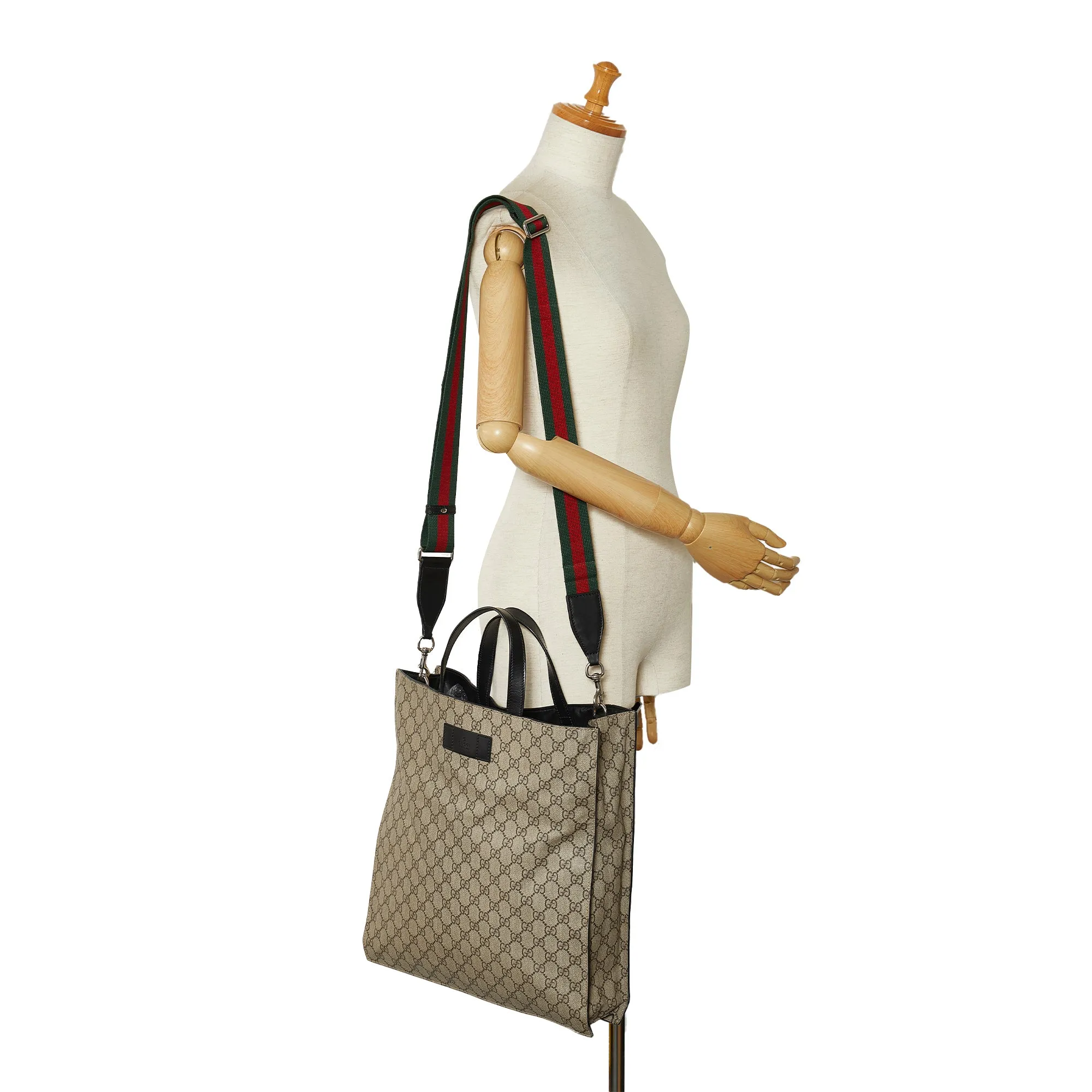 Brown Gucci GG Supreme Convertible Soft Tote Satchel