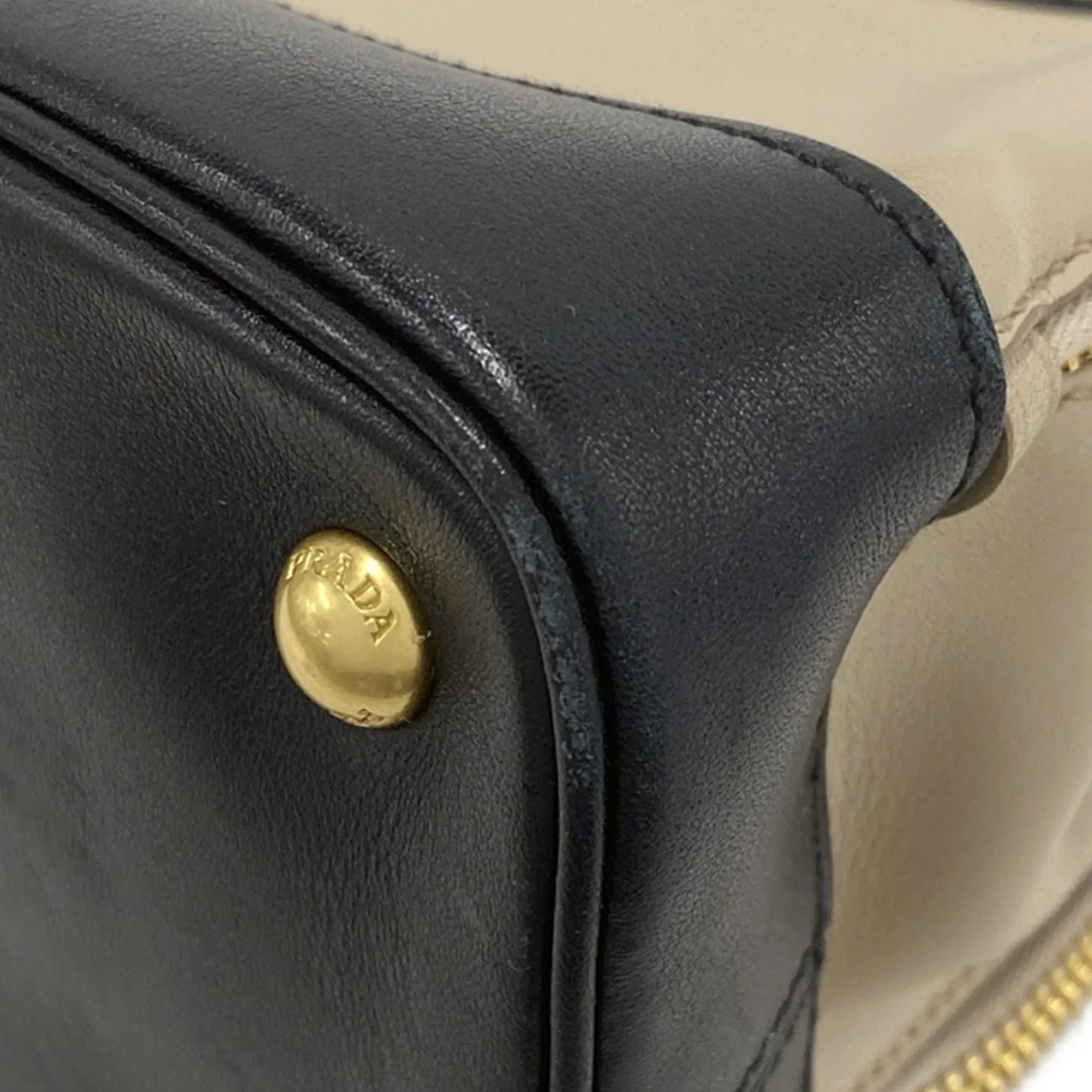 Brown Prada Bicolor Soft Calf Double Zip Dome Satchel