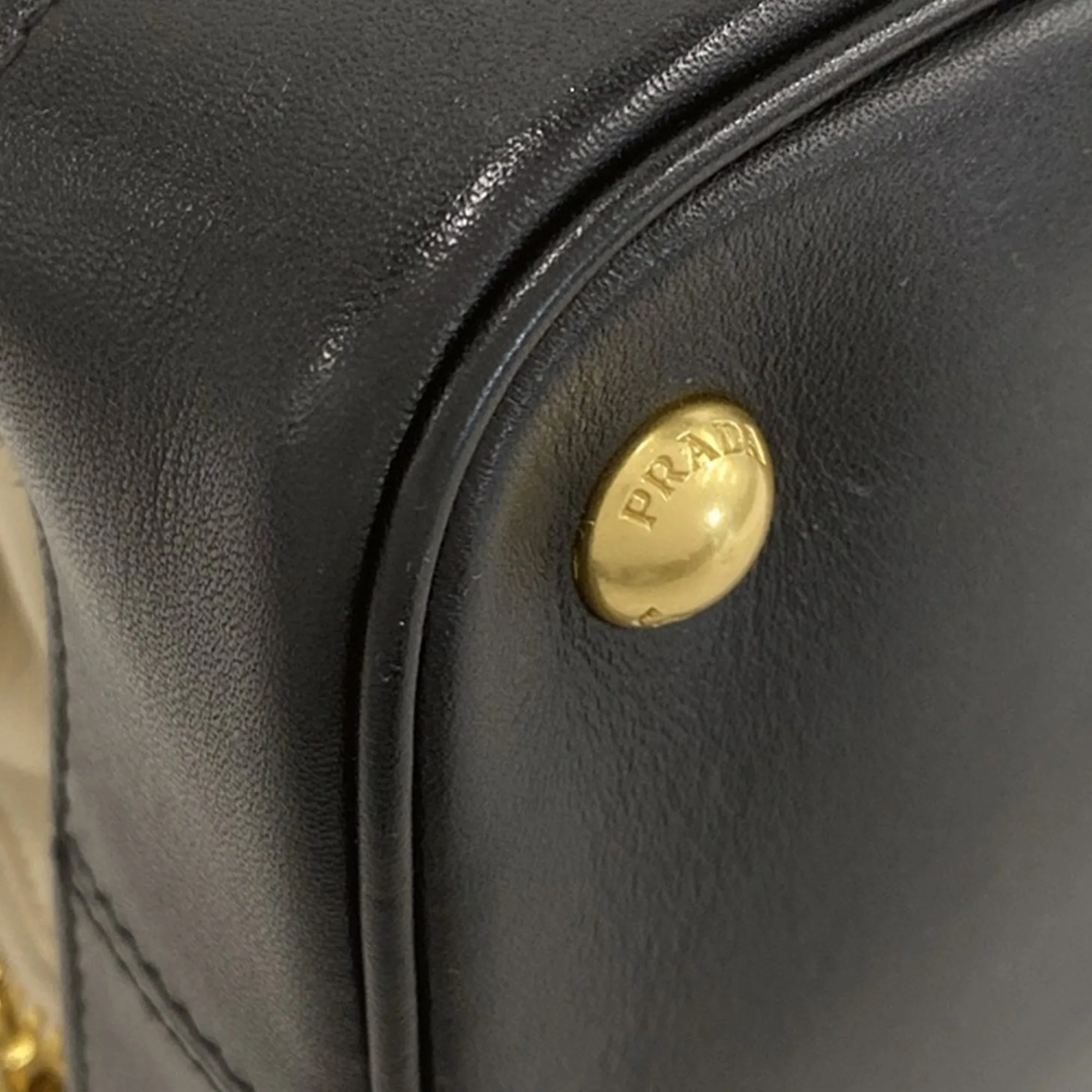 Brown Prada Bicolor Soft Calf Double Zip Dome Satchel