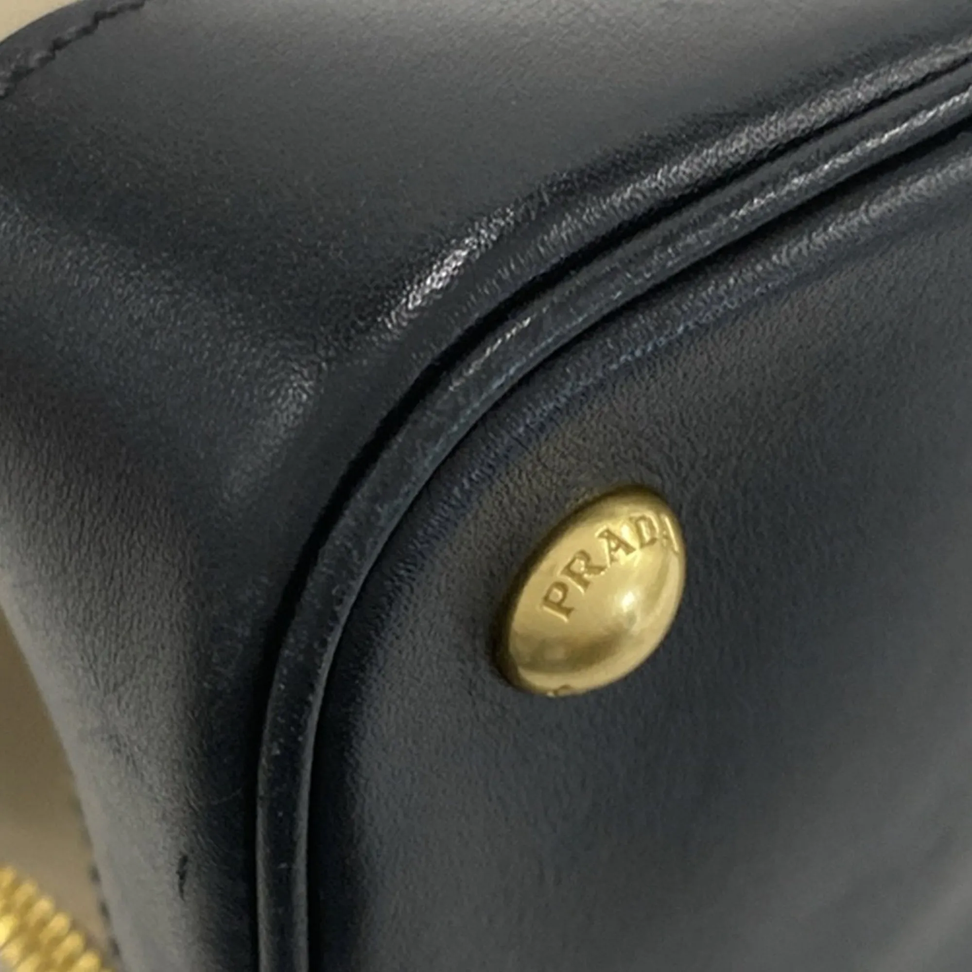 Brown Prada Bicolor Soft Calf Double Zip Dome Satchel