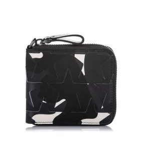 Camo Star Zip Around Canvas Small Wallet Black