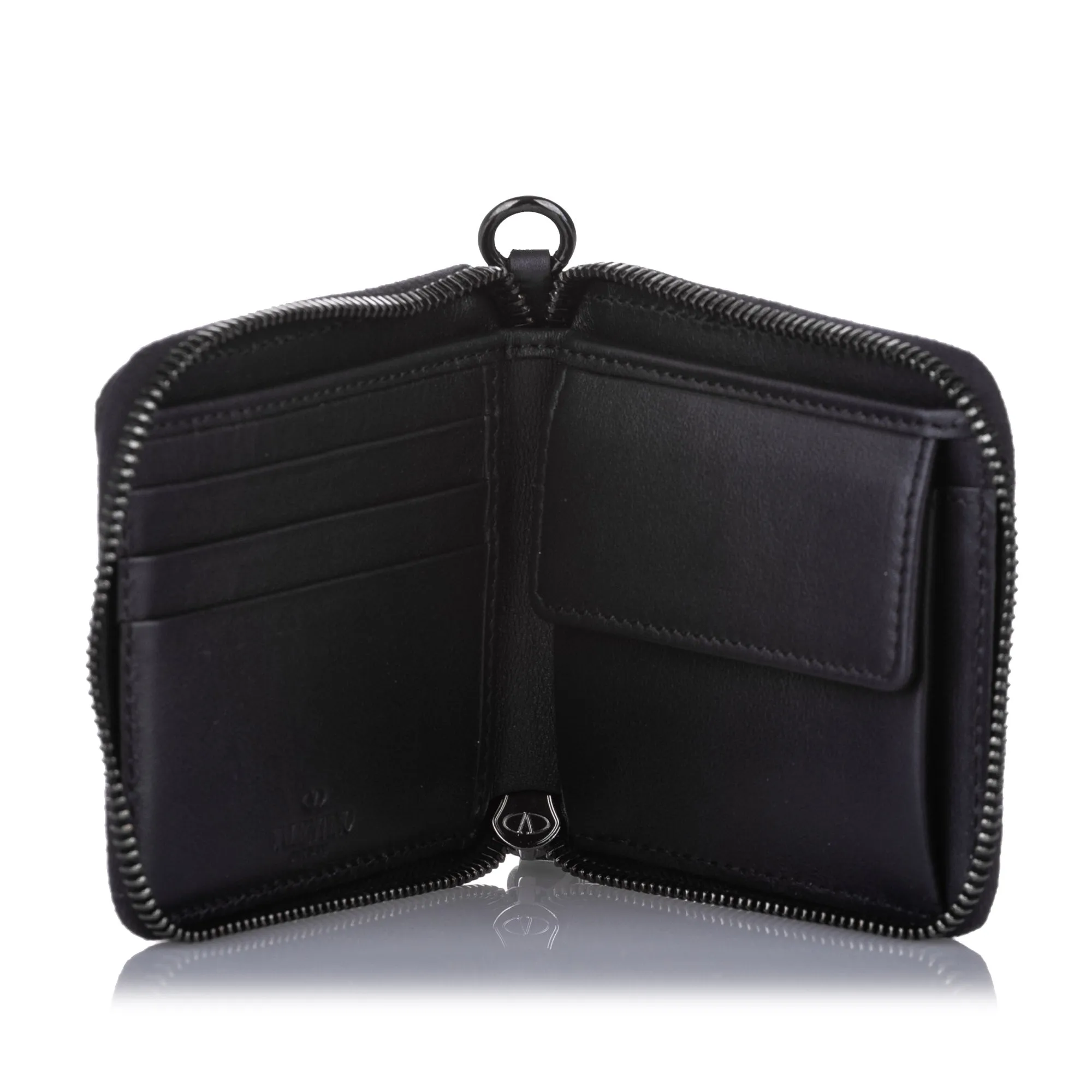 Camo Star Zip Around Canvas Small Wallet Black