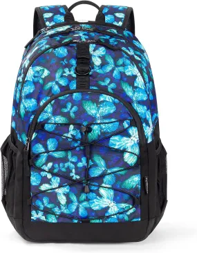 Choco Mocha Butterfly Backpack for Teen Girls, Travel School Backpack for Girls Middle School Large Bookbag 18 Inch, Black