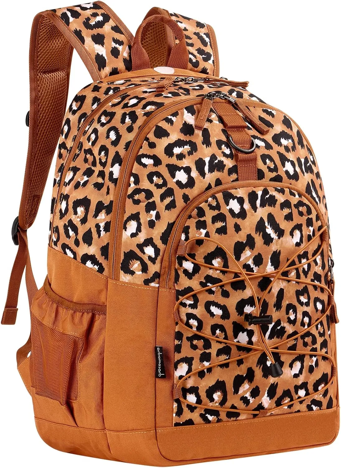 Choco Mocha Leopard Backpack for Teen Girls, Travel School Backpack for Girls Middle School Large Bookbag 18 Inch, Cheetah Brown