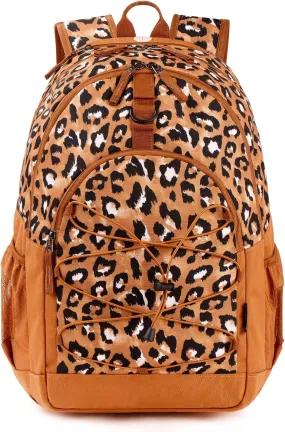 Choco Mocha Leopard Backpack for Teen Girls, Travel School Backpack for Girls Middle School Large Bookbag 18 Inch, Cheetah Brown