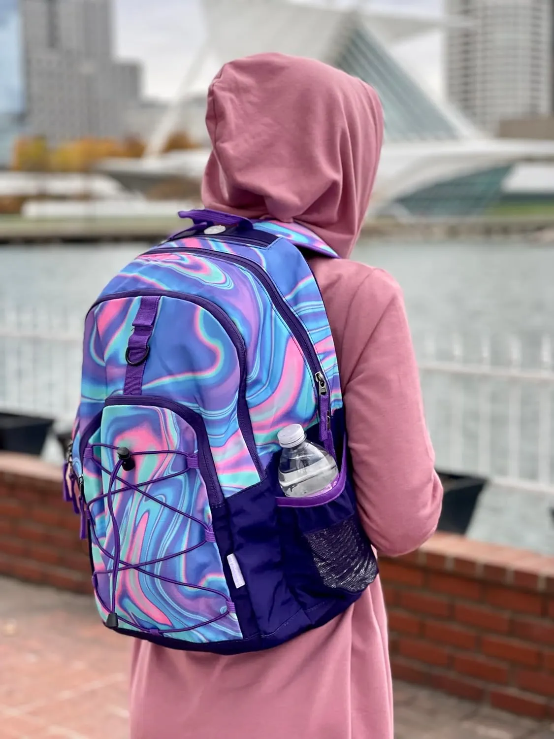 Choco Mocha Purple Backpack for Teen Girls, Travel School Backpack for Girls Middle School Large Bookbag 18 Inch