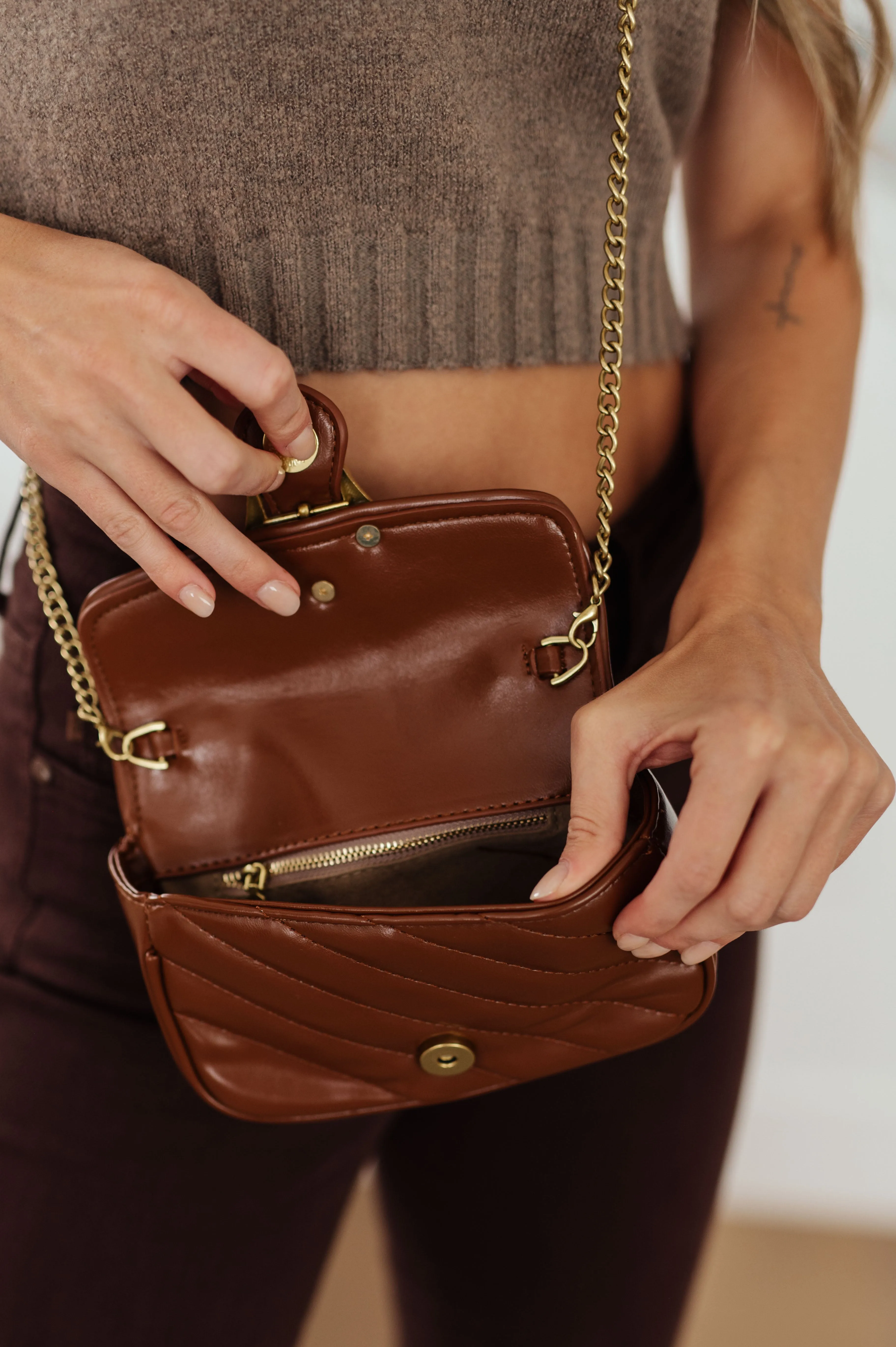 Classic Beauty Quilted Clutch - Brown - Exclusively Online
