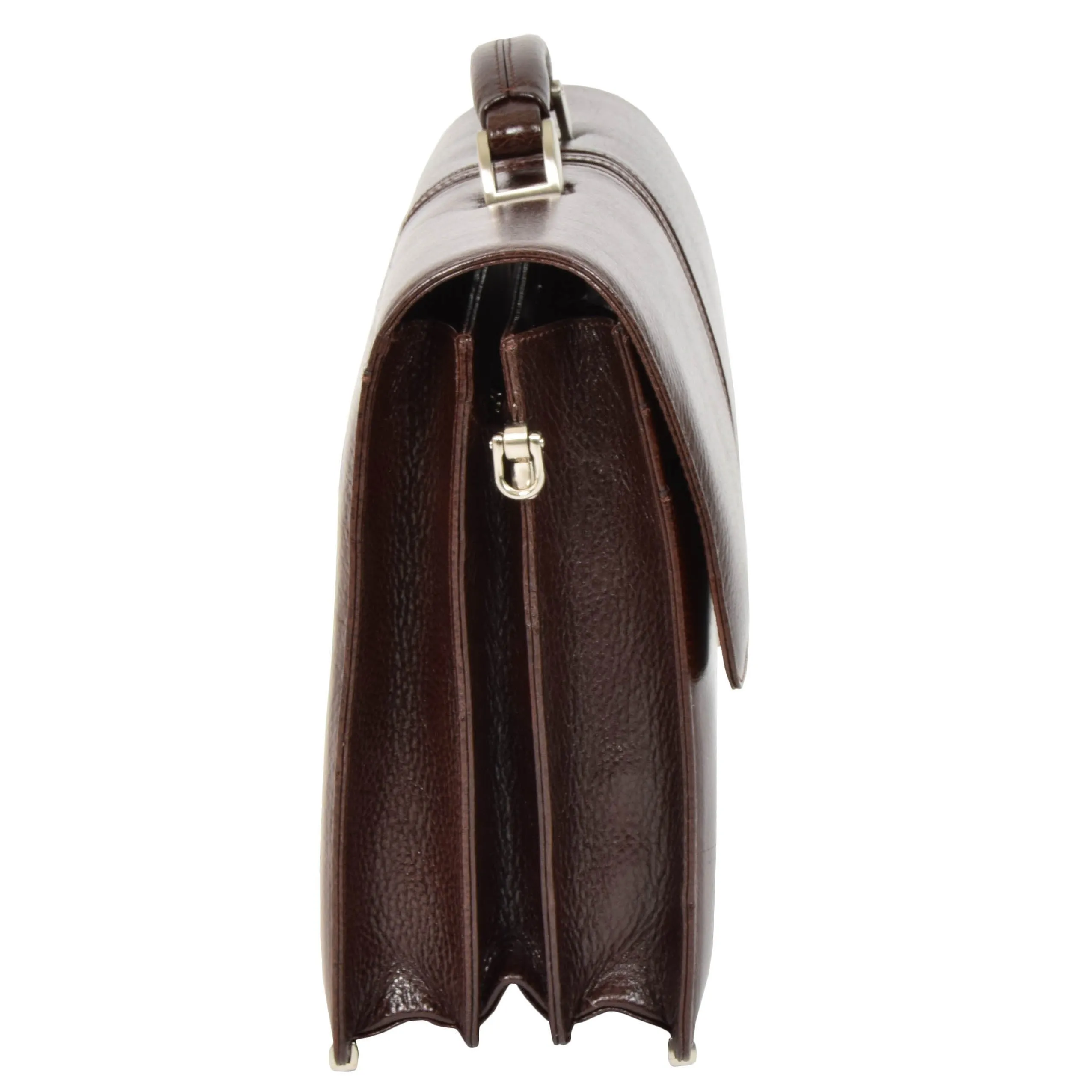 DR600 Men's Genuine Leather Cross Body Briefcase Brown