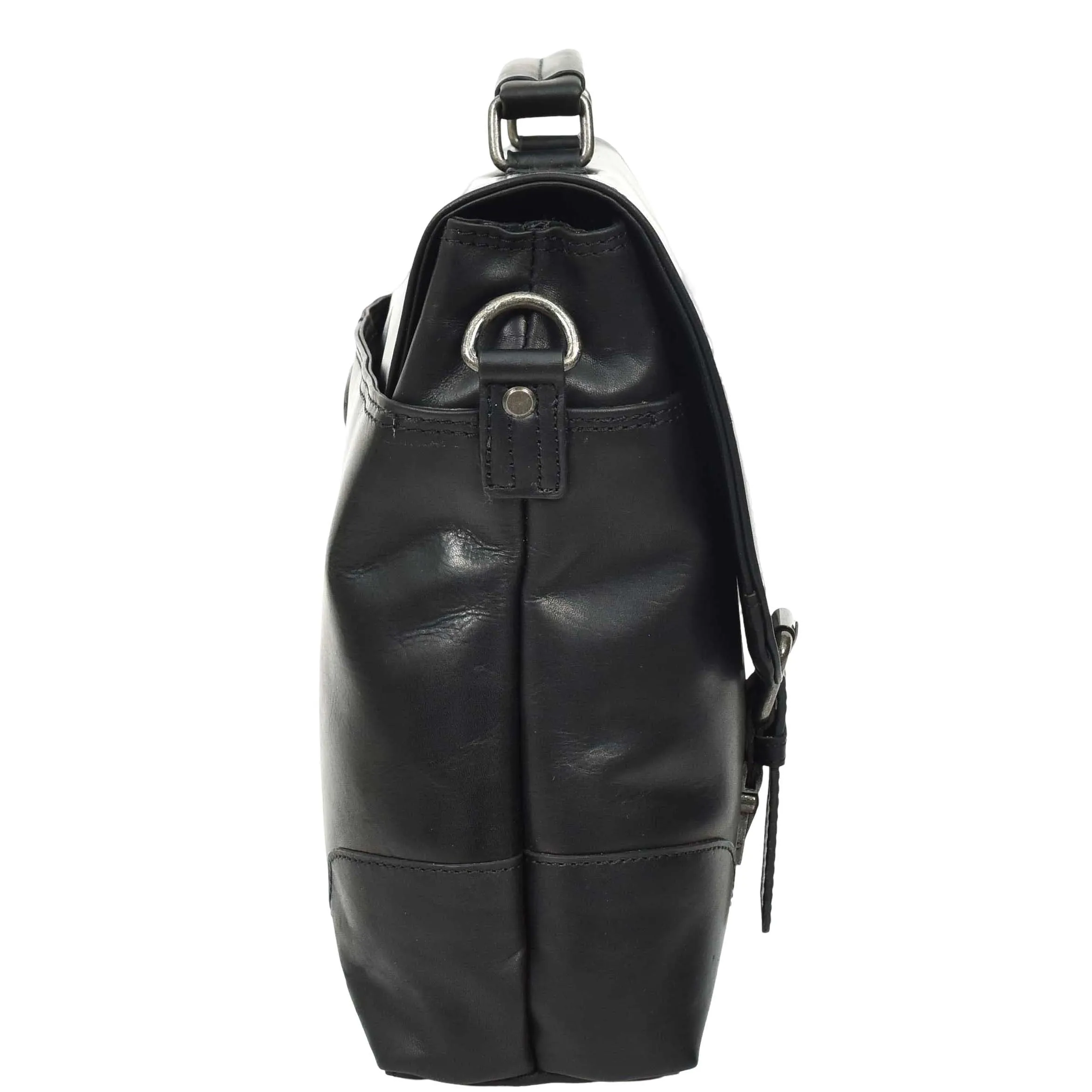 DR654 Men's Durable Real Leather Cross Body Briefcase Black