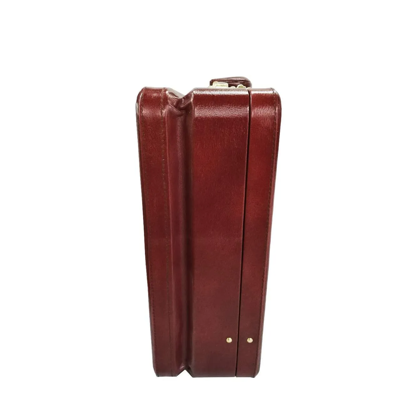 Genuine Leather Attache Business Handbag Leather Briefcase 1 Inch Expandable for Men (Brown)