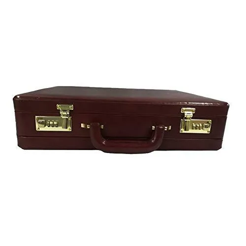 Genuine Leather Attache Business Handbag Leather Briefcase 1 Inch Expandable for Men (Brown)