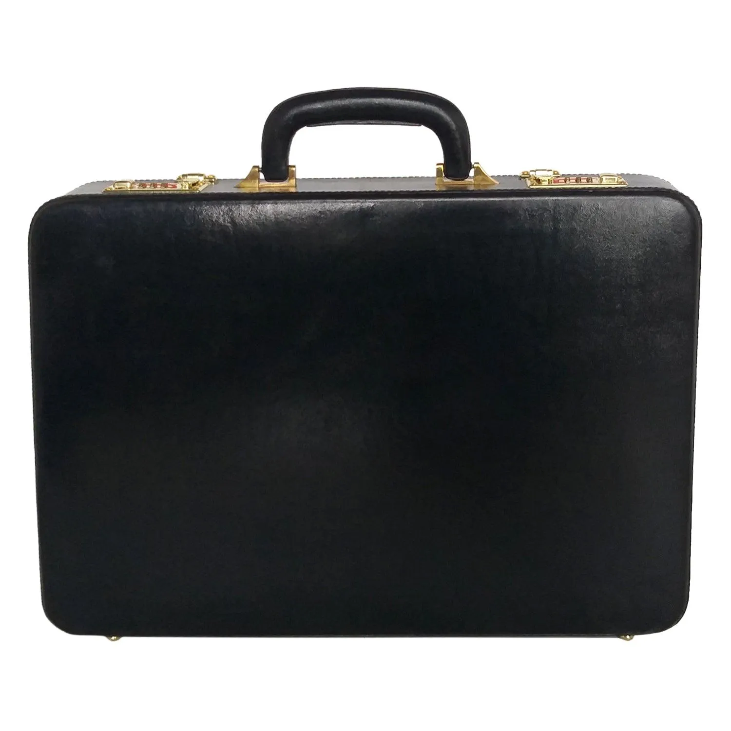 Genuine Leather Briefcase Executive Leather Attache Business Handbag for Men (Black)