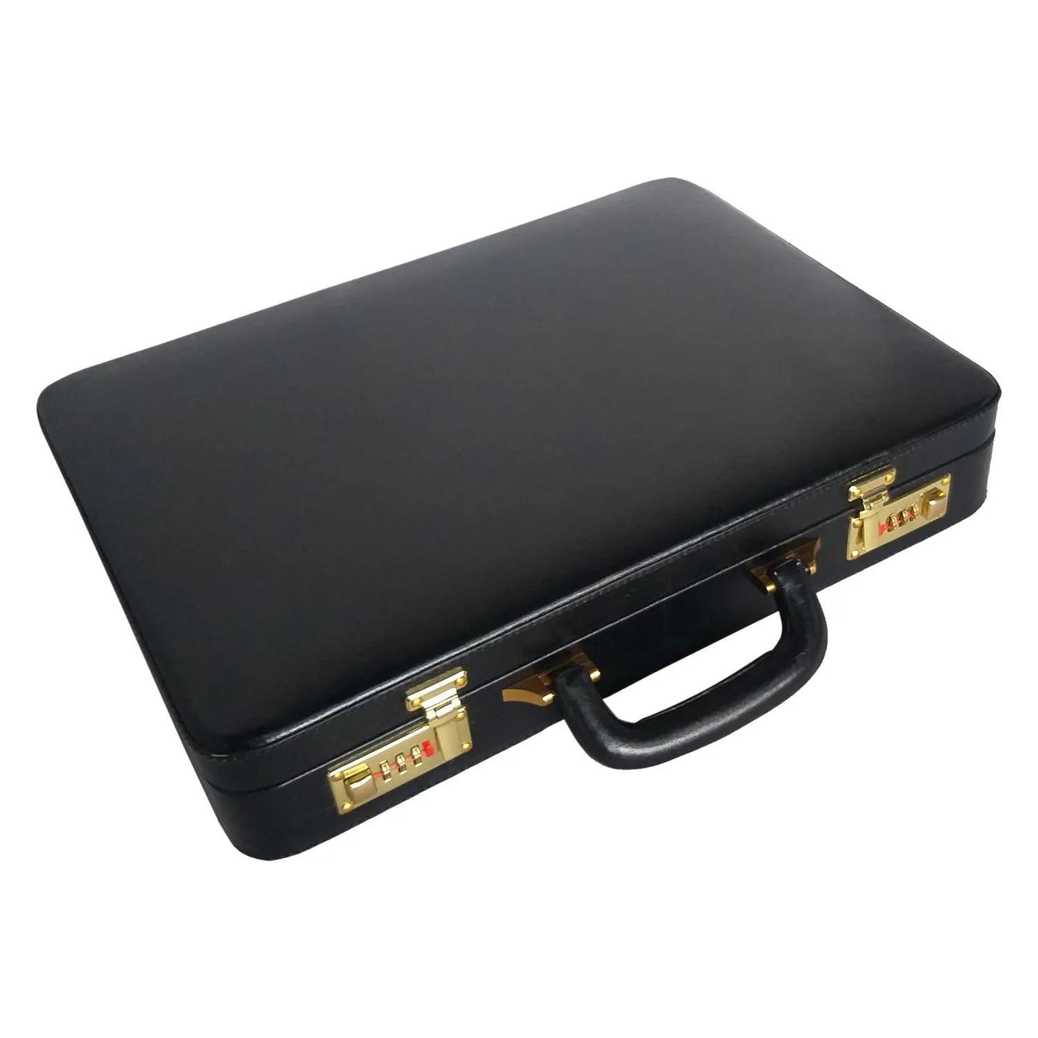 Genuine Leather Briefcase Executive Leather Attache Business Handbag for Men (Black)
