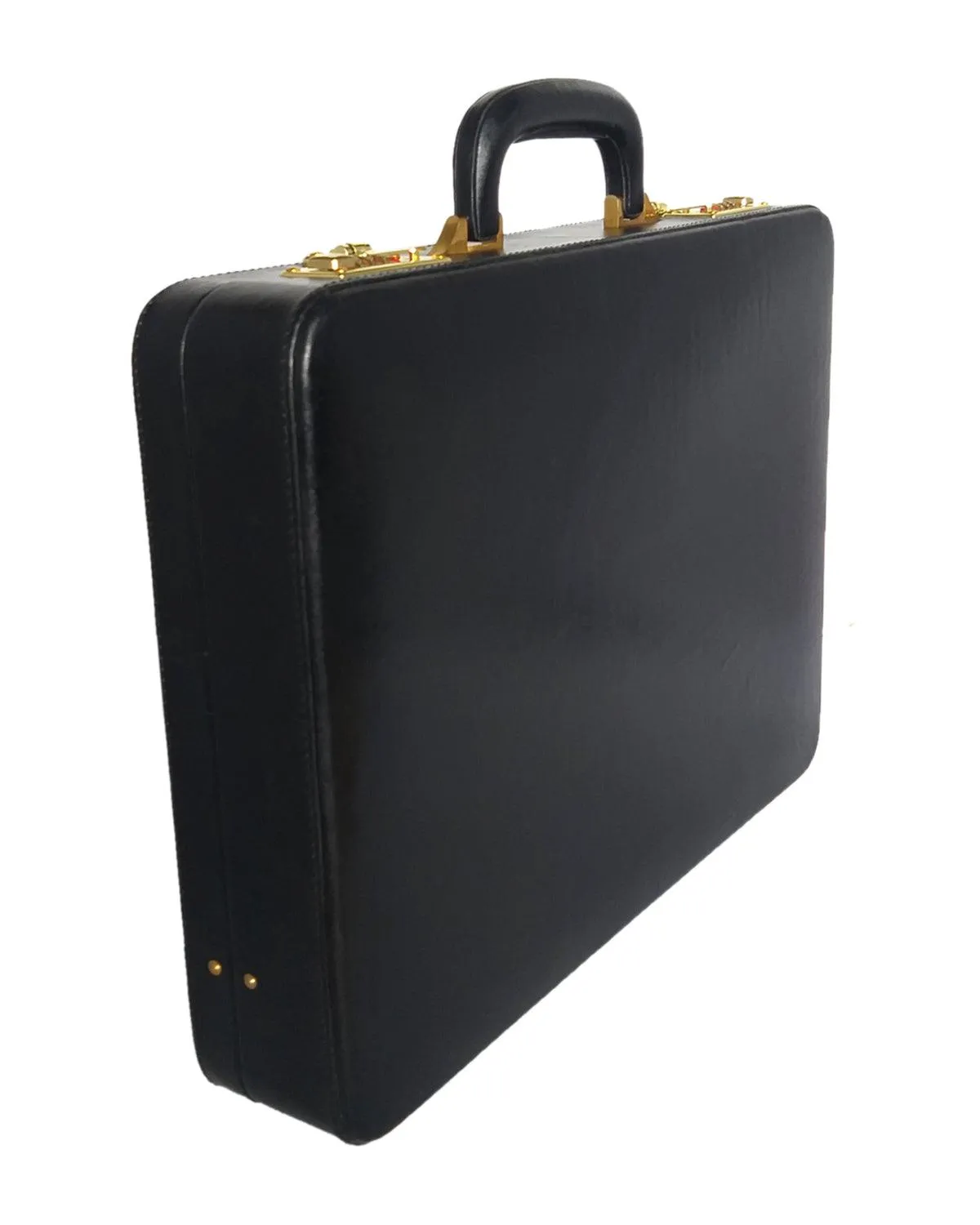 Genuine Leather Briefcase Executive Leather Attache Business Handbag for Men (Black)