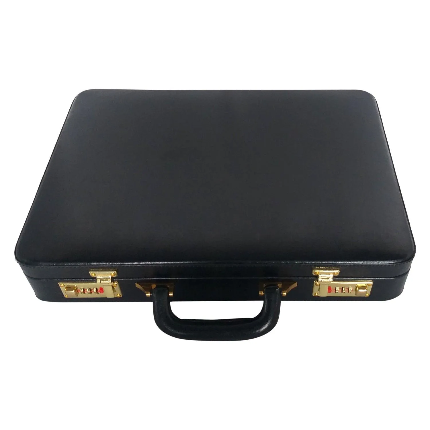 Genuine Leather Briefcase Executive Leather Attache Business Handbag for Men (Black)