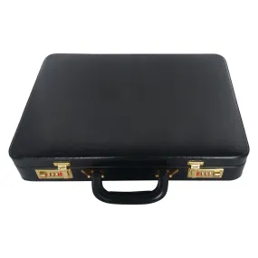 Genuine Leather Briefcase Executive Leather Attache Business Handbag for Men (Black)