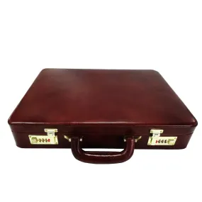 Genuine Leather Briefcase Executive Leather Attache Business Handbag for Men (Brown)