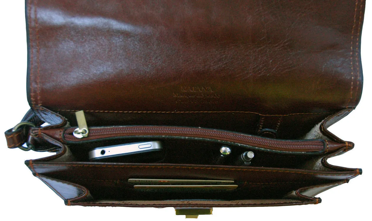 Katana Leather Black Combination Men's Wrist Clutch Bag