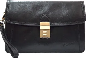 Katana Leather Black Combination Men's Wrist Clutch Bag