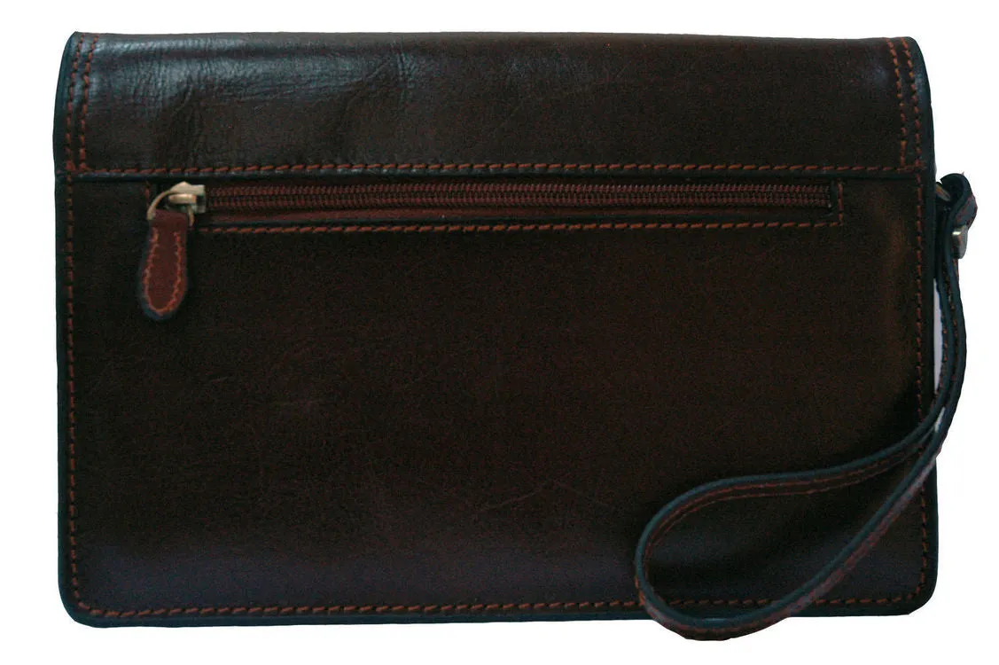 Katana Leather Black Combination Men's Wrist Clutch Bag