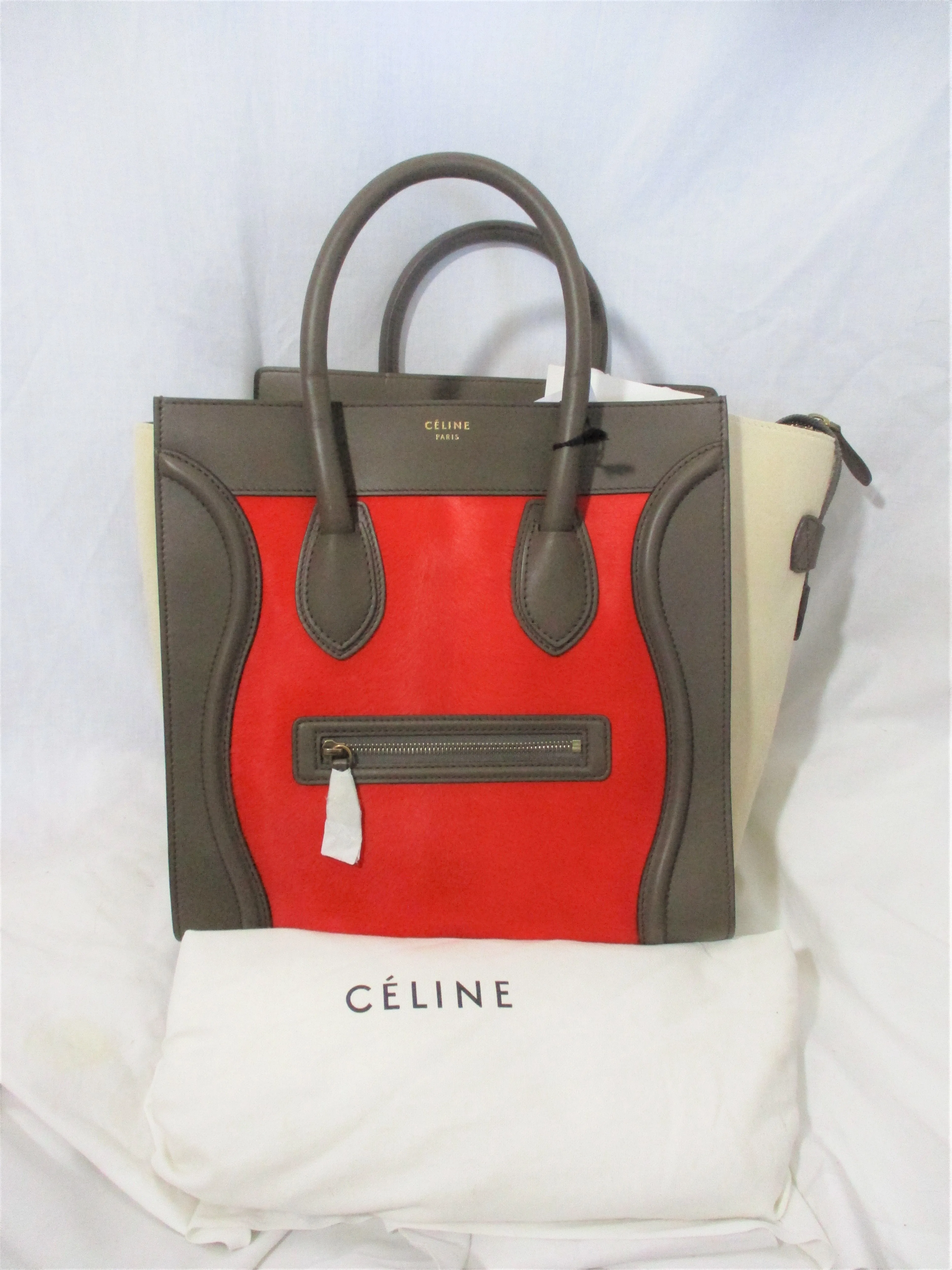 NEW CELINE PARIS ITALY Python Leather MINI LUGGAGE BRICK Tote Bag NWT