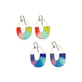 Painterly enamel modern earrings
