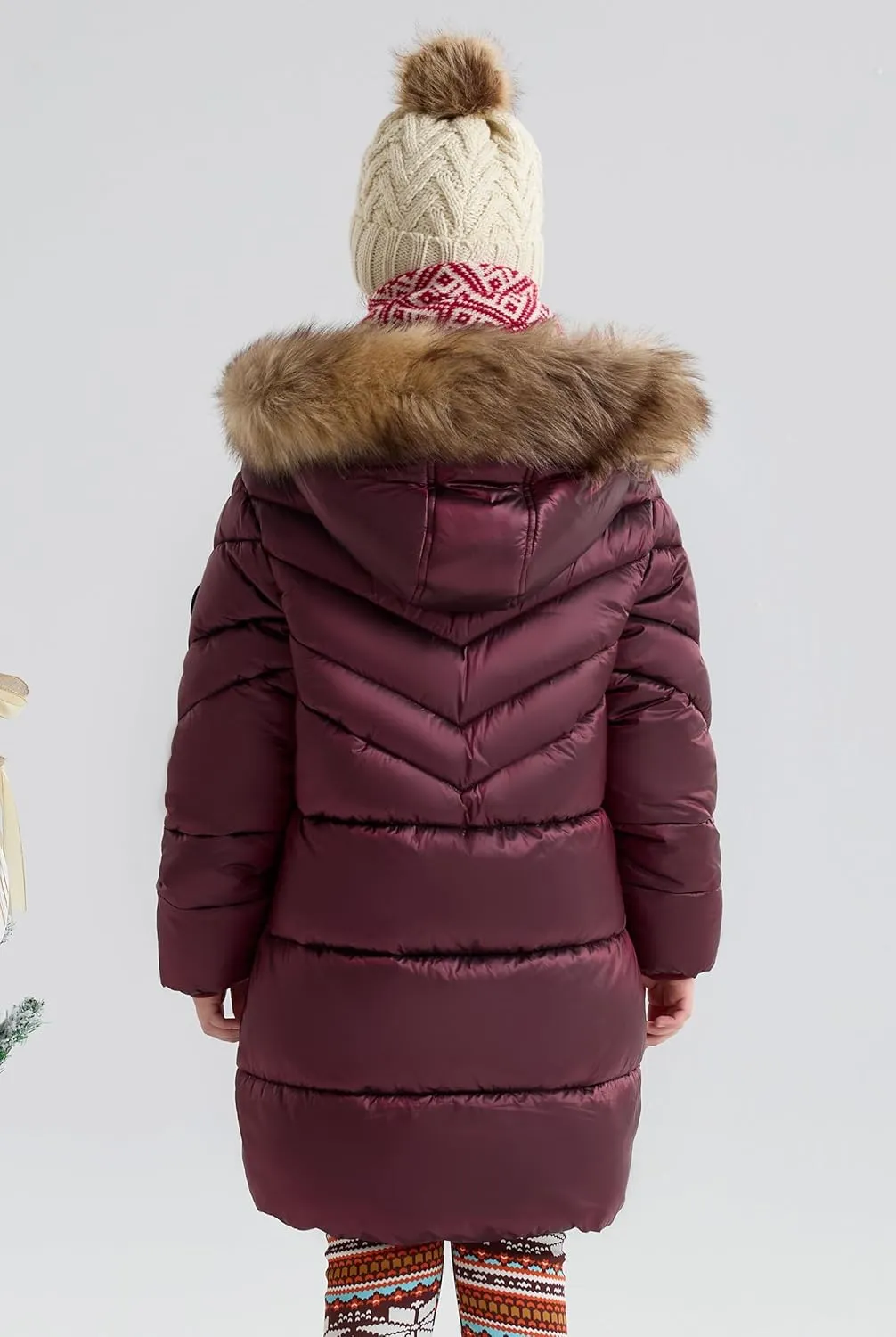 SOLOCOTE Girls Puffer Winter Coat Faux Down Fur Hood Sherpa Lined Heavyweight Water-Resistant Parka Jacket