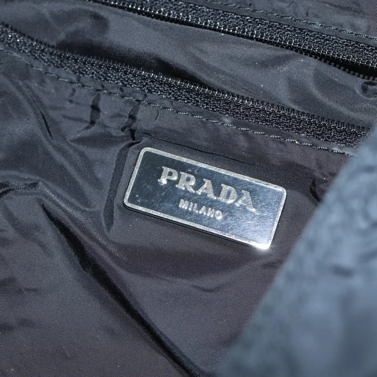 Trendy Inspired Prada Tote Bag Nylon Black Gray Auth 69946
