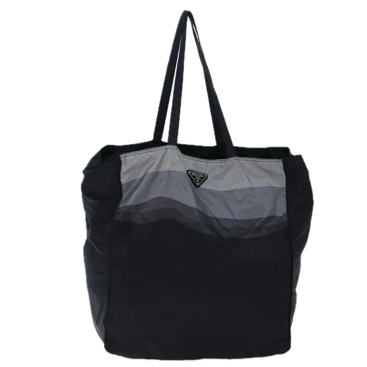 Trendy Inspired Prada Tote Bag Nylon Black Gray Auth 69946