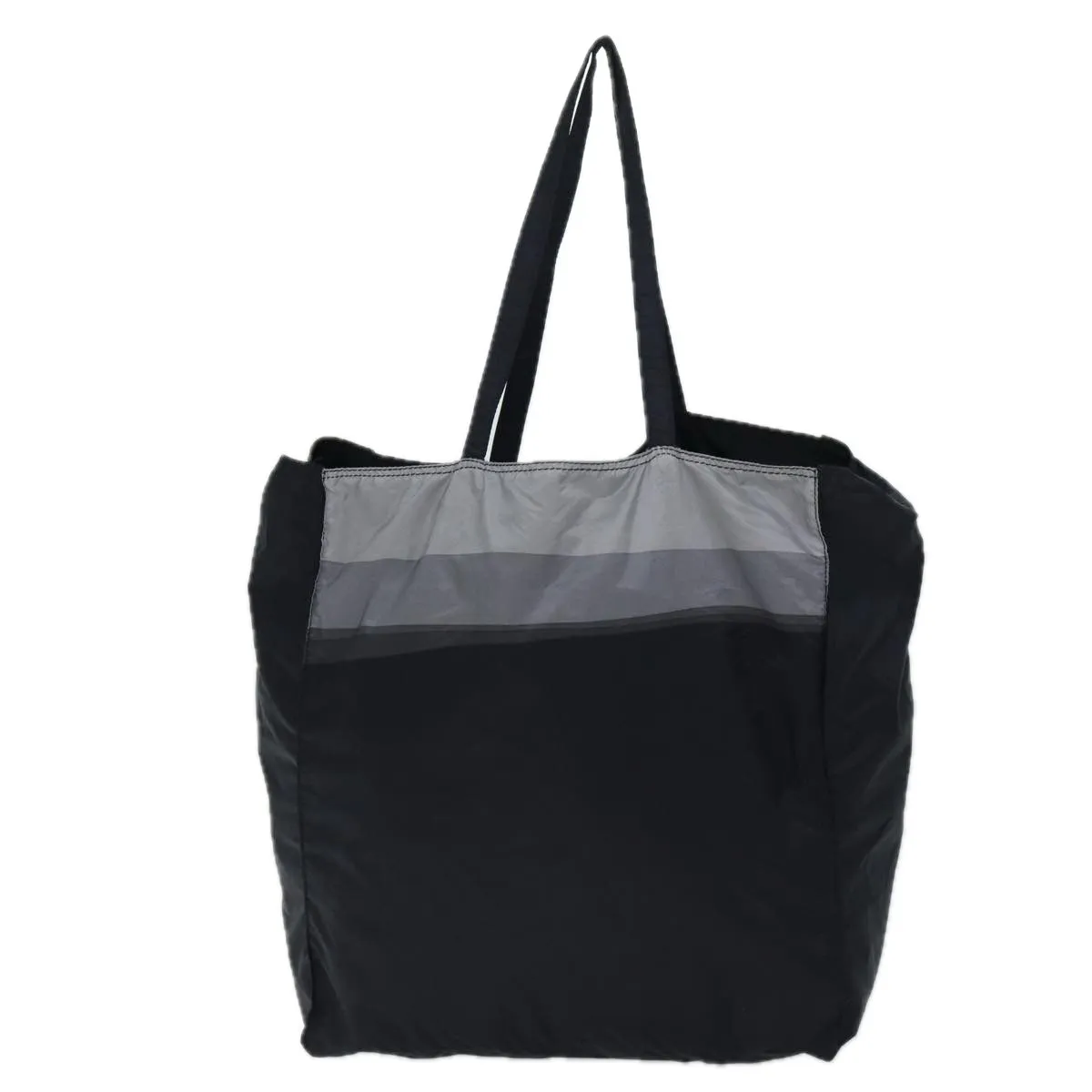 Trendy Inspired Prada Tote Bag Nylon Black Gray Auth 69946