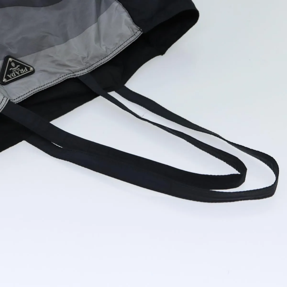 Trendy Inspired Prada Tote Bag Nylon Black Gray Auth 69946