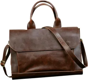 Waterproof Pu Leather Shoulder Bag Stylish Case for Business Laptop Daily Essentials